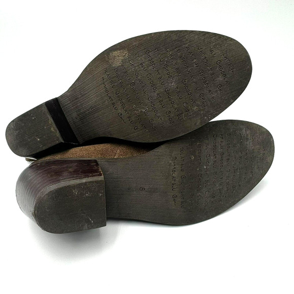 CHOCOLAT BLU | Women's 8 Chelsea Brown Leather Suede Block Heel Ankle Bootie - Picture 7 of 11